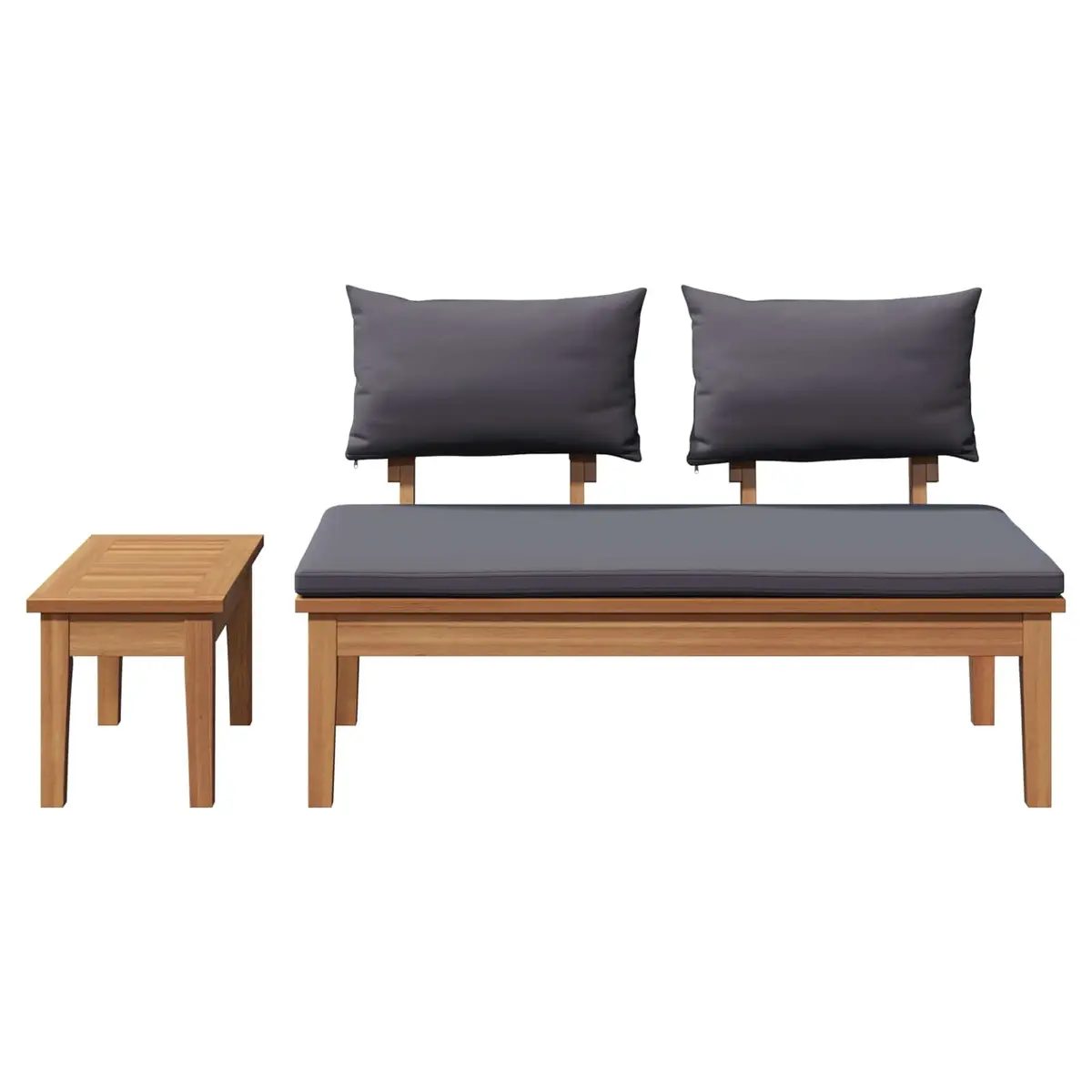 Grey Teak Wood Outdoor Bench and Table Set