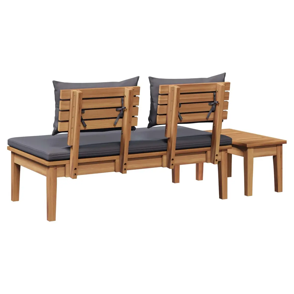 Grey Teak Wood Outdoor Bench and Table Set