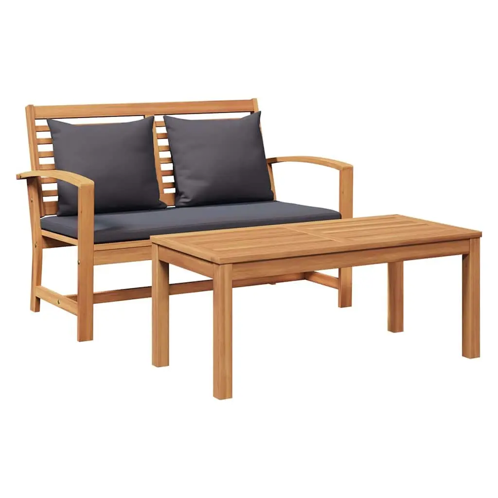 Outdoor Bench Solid Teak Wood 110 x 66 x 76 cm Brown Dark Grey