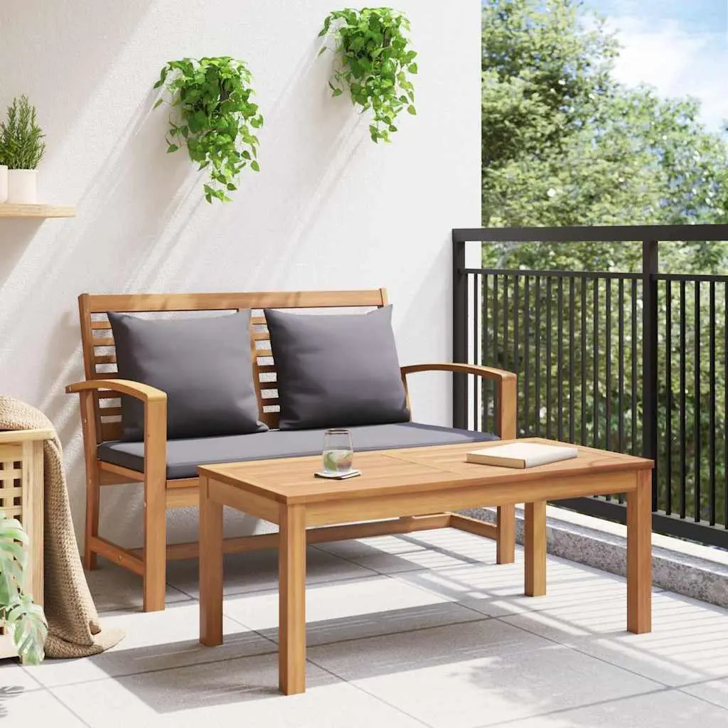 Outdoor Bench Solid Teak Wood 110 x 66 x 76 cm Brown Dark Grey