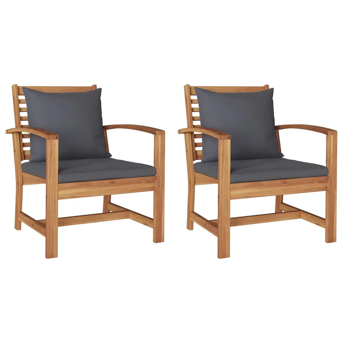 Outdoor Chairs 2 Piece Set Brown Dark Grey Garden Patio Seating 65x60x76.5cm