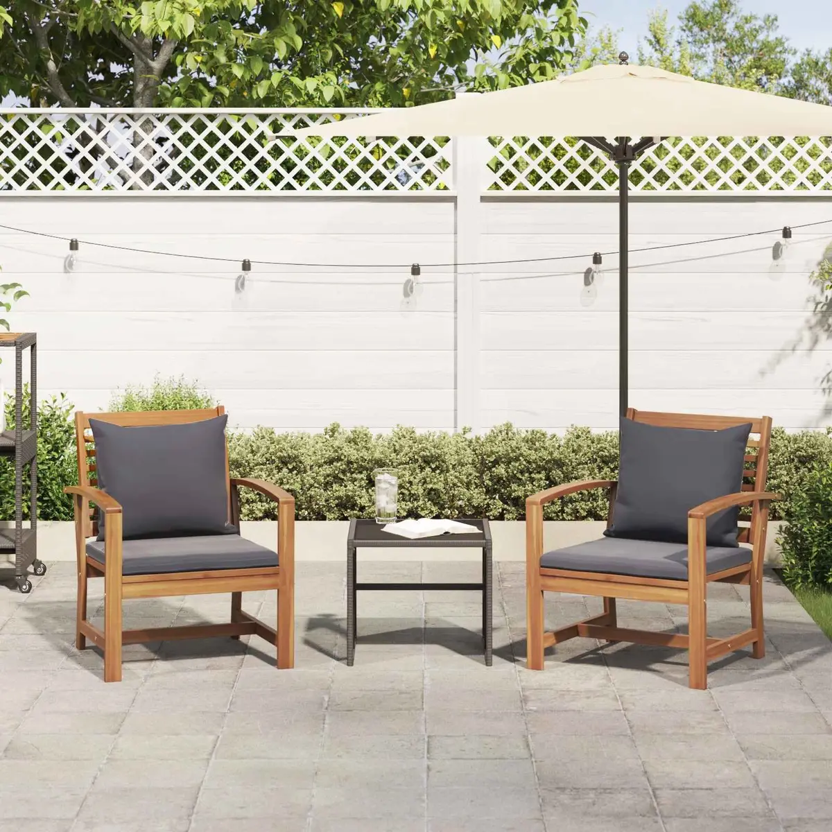 Outdoor Chairs 2 Piece Set Brown Dark Grey Garden Patio Seating 65x60x76.5cm