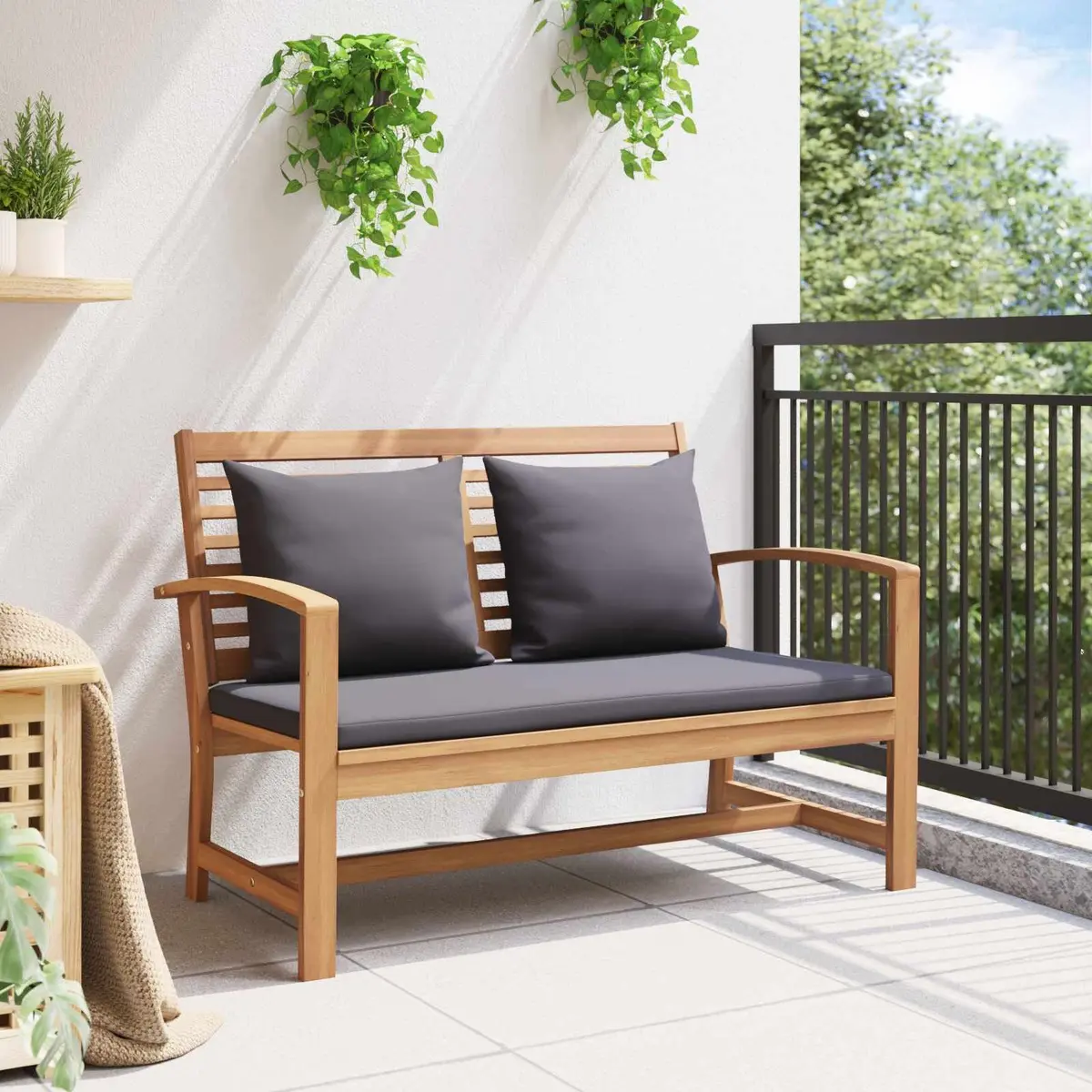 Solid Teak Wood Garden Bench and Table Set for Outdoor Use