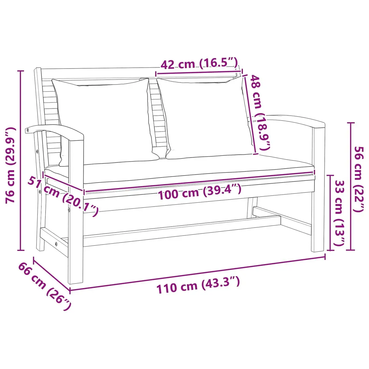 Solid Teak Wood Garden Bench and Table Set for Outdoor Use