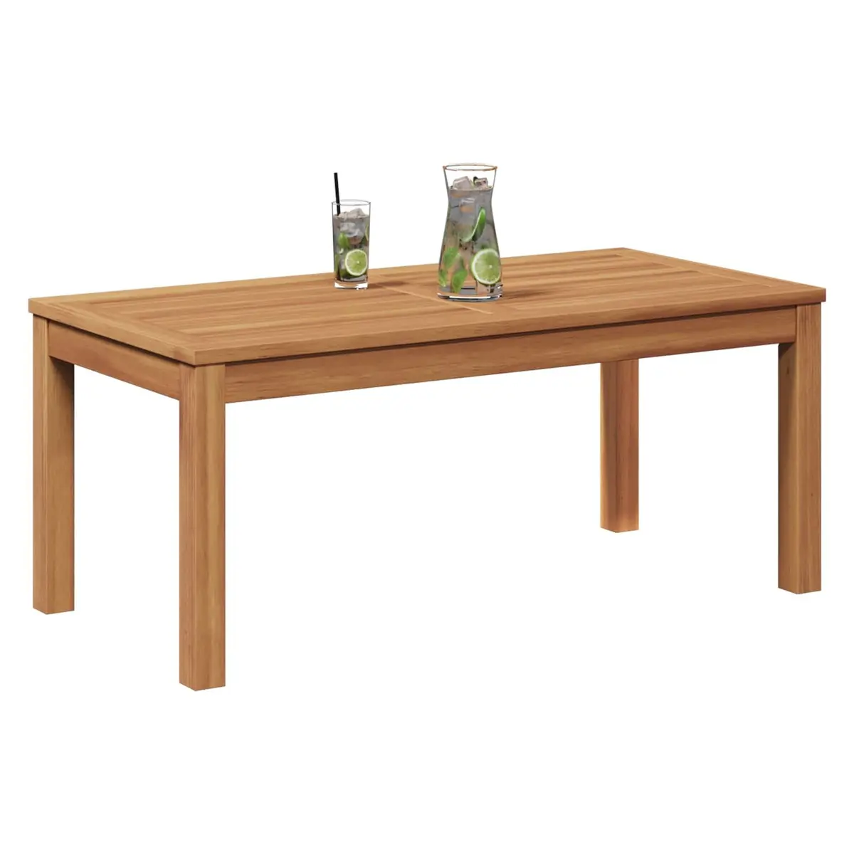 Outdoor Sectional Sofa Table in Brown Teak Wood