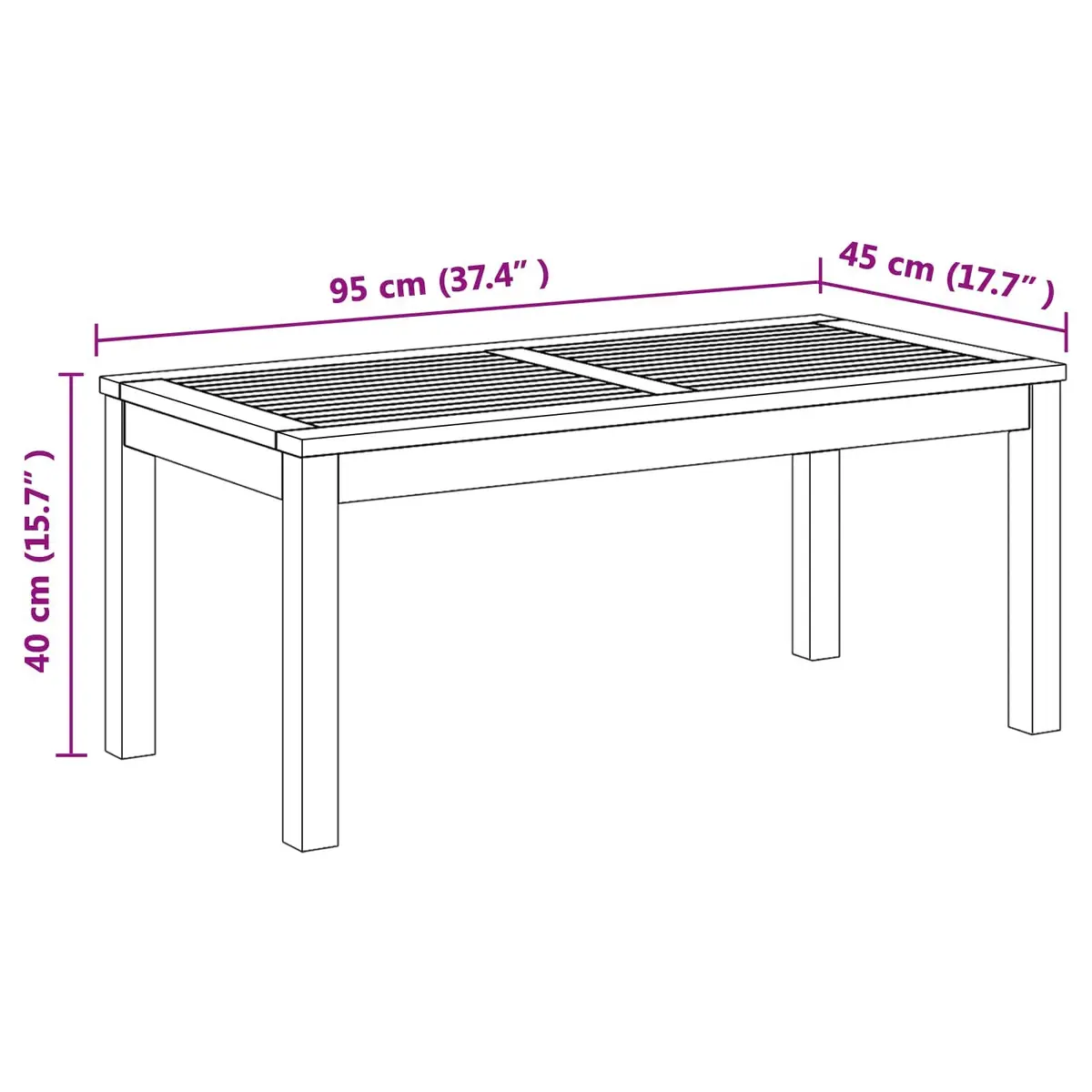 Outdoor Sectional Sofa Table in Brown Teak Wood