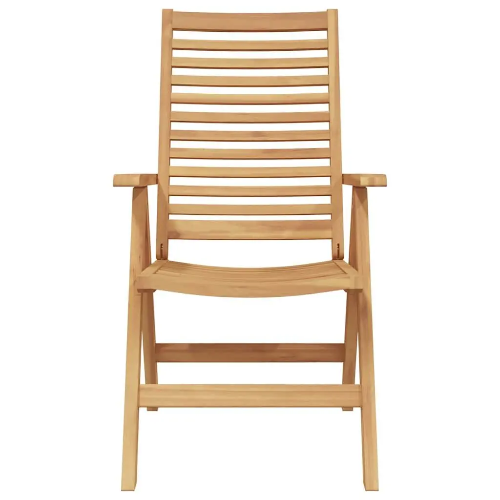 Outdoor Folding Chair 2 pcs Brown Garden Seating Teak Wood Patio Furniture