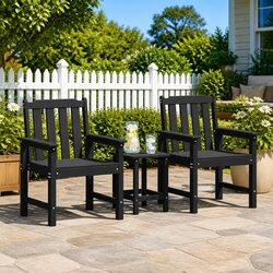 Stylish Black Modern Outdoor Dining Chairs Set of 2