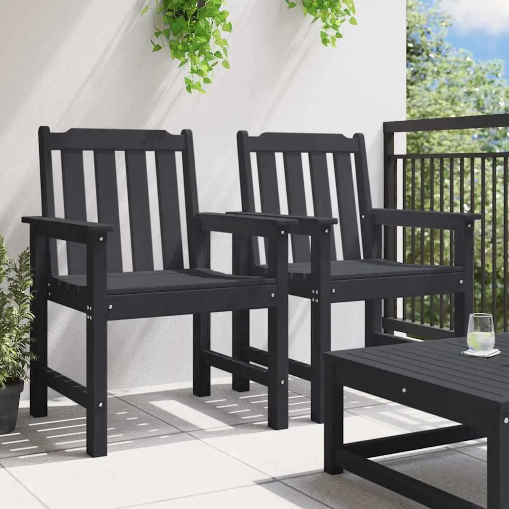 Outdoor Dining Chair High-density Polyethylene 65.5 x 59 x 88 cm Black 2 Piece