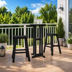 Black Polyethylene Outdoor Round Bar Table 55x55x107cm