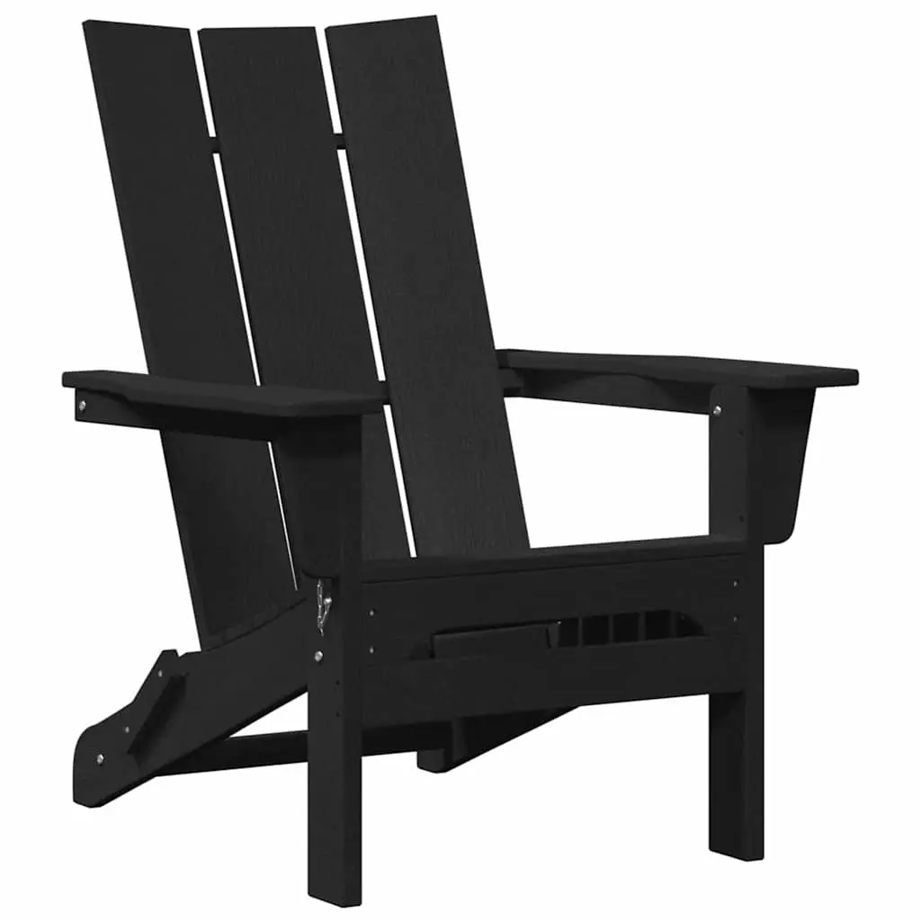 Folding Adirondack Chair HDPE Black Outdoor Garden Patio Seating