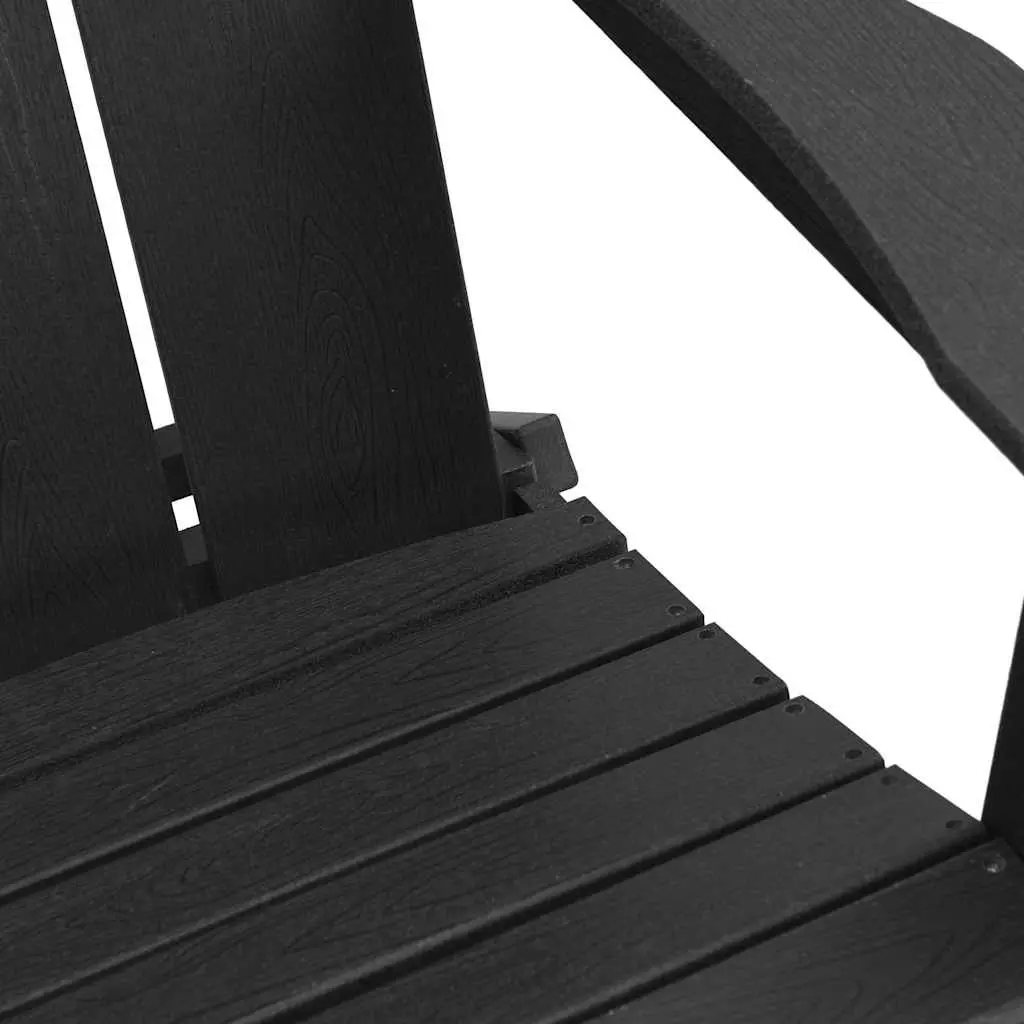 Folding Adirondack Chair HDPE Black Outdoor Garden Patio Seating