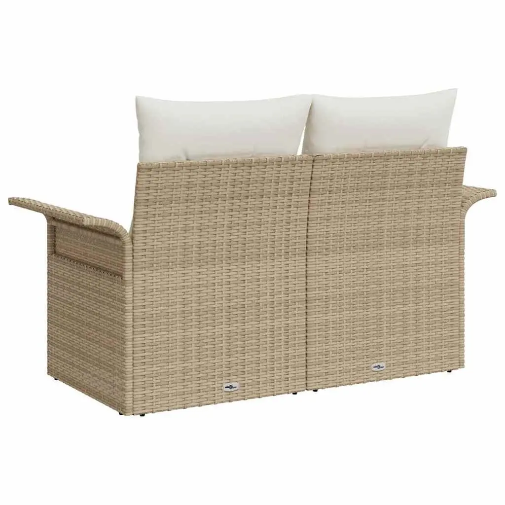 Poly Rattan Garden Sofa Beige 141x62x69cm with Cushion Pad