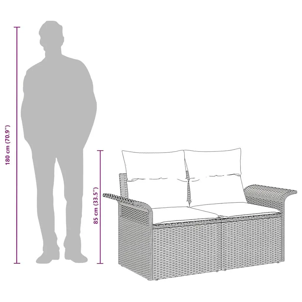 Poly Rattan Garden Sofa Beige 141x62x69cm with Cushion Pad