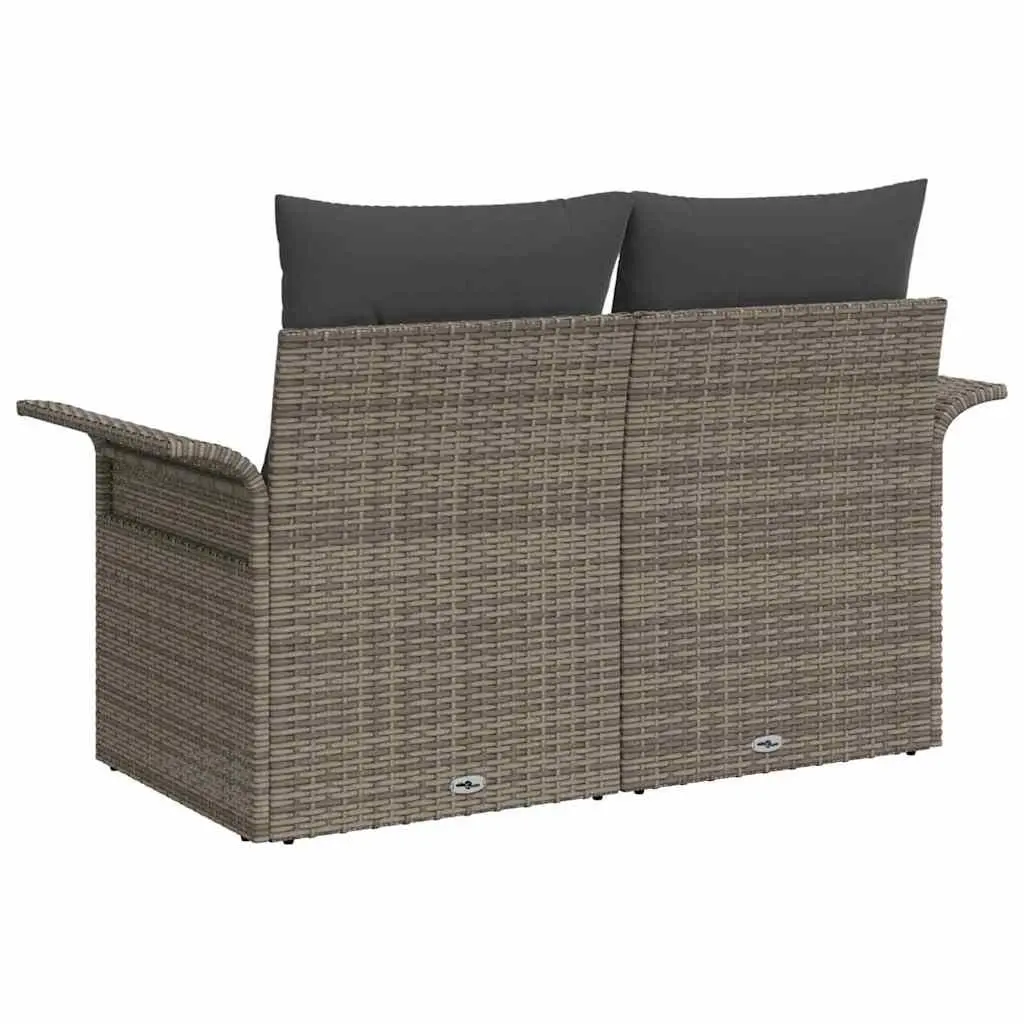 Grey Poly Rattan Garden Sofa with Cushion