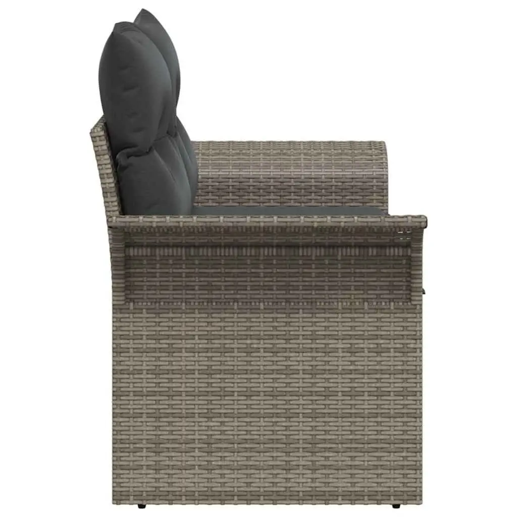 Grey Poly Rattan Garden Sofa with Cushion
