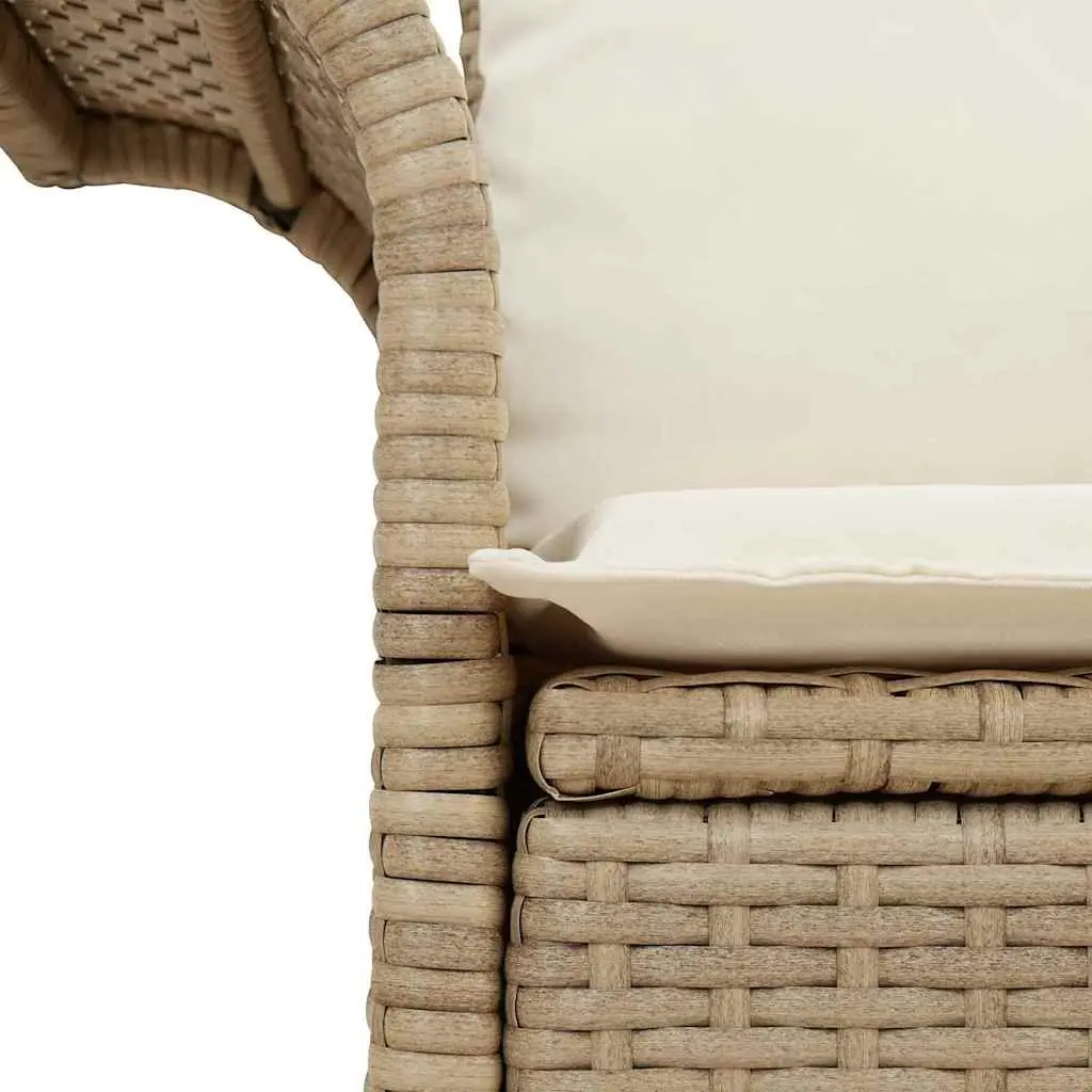 Beige Poly Rattan Outdoor Sofa with Cushion 141x62x69cm