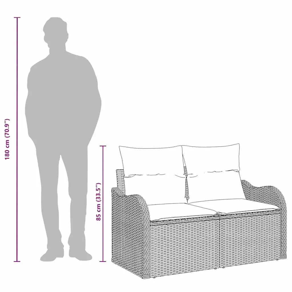 Grey Poly Rattan Outdoor Garden Sofa