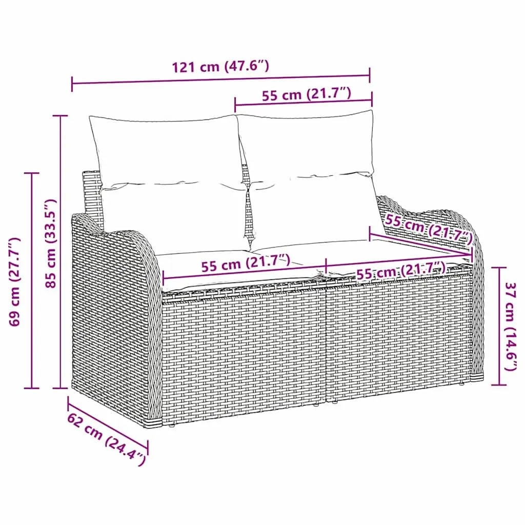 Black Poly Rattan Outdoor Garden Sofa
