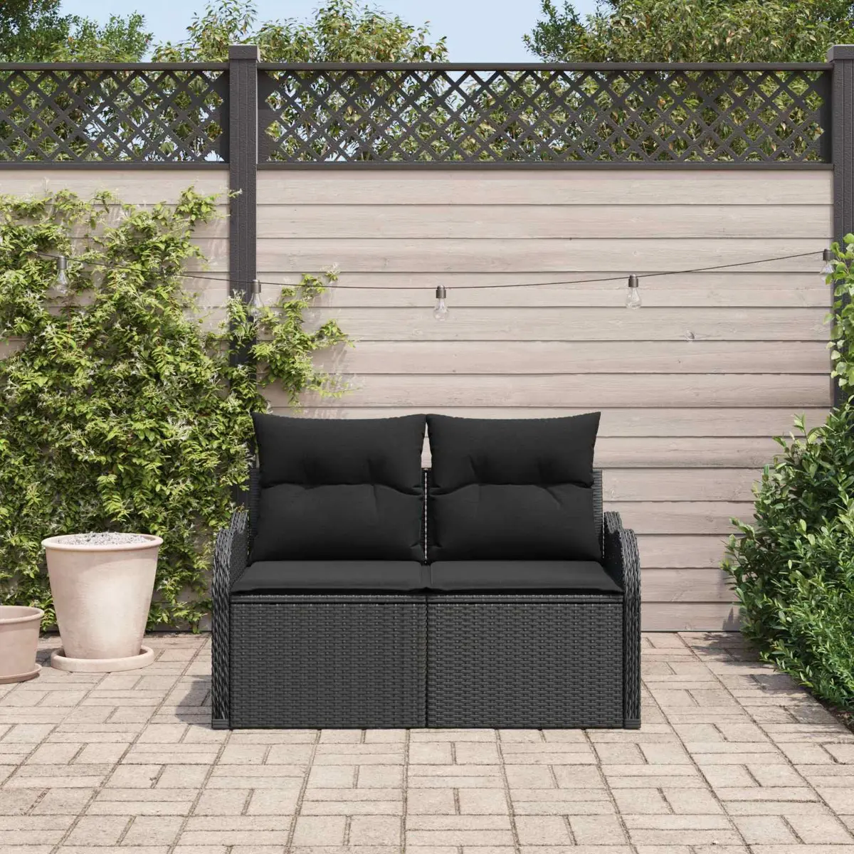 Black Poly Rattan Outdoor Garden Sofa