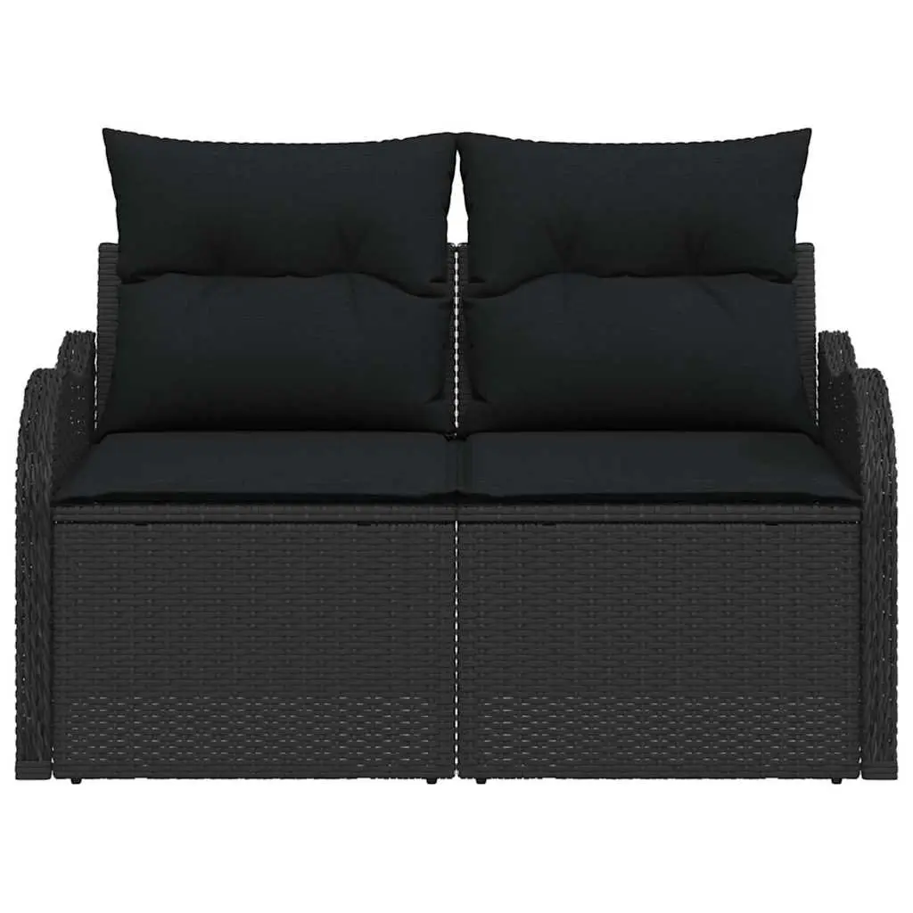 Black Poly Rattan Outdoor Garden Sofa