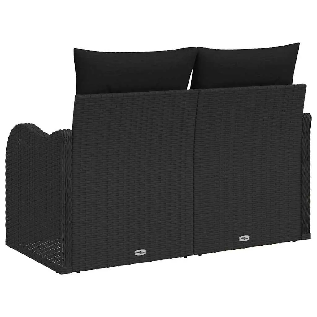Black Poly Rattan Outdoor Garden Sofa with Cushion