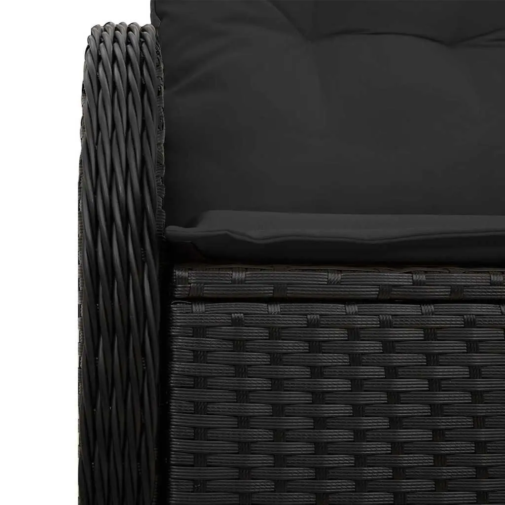 Black Poly Rattan Outdoor Garden Sofa with Cushion