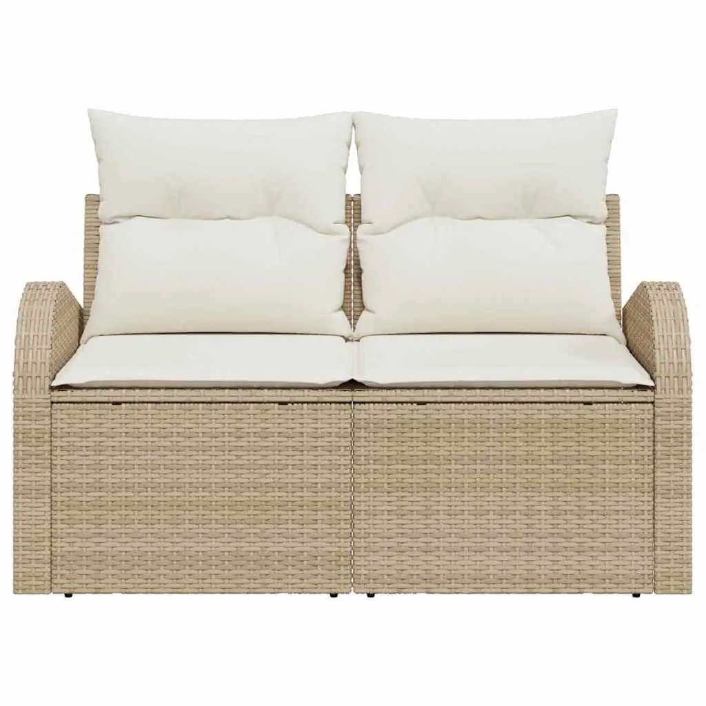 Garden Sofa Poly Rattan Beige Steel Frame Modern Outdoor Patio Furniture 124 x 62 x 69 cm