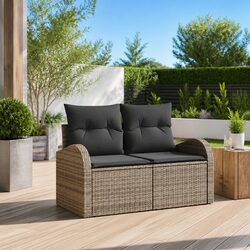 Modern Grey Poly Rattan Garden Sofa for Outdoor Use