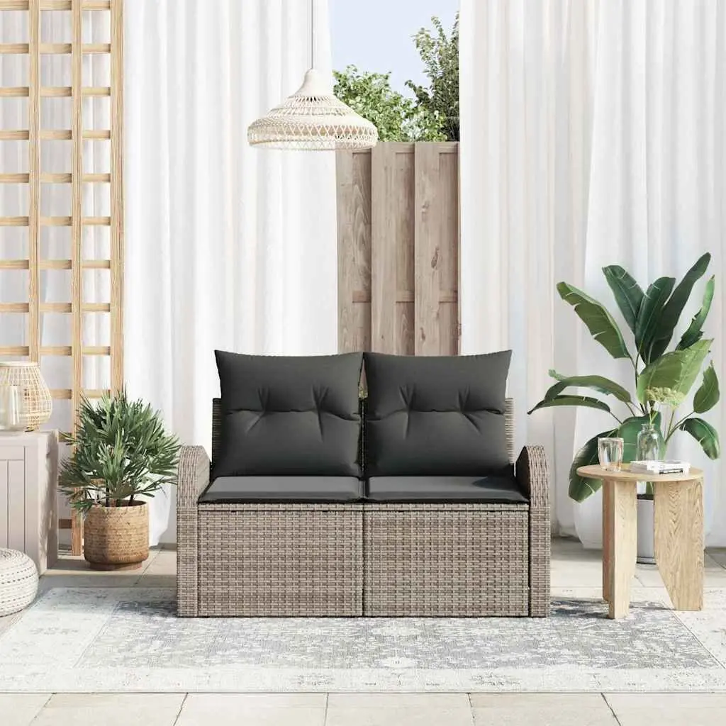 Garden Sofa Poly Rattan 124cm L x 62cm W x 69cm H Grey