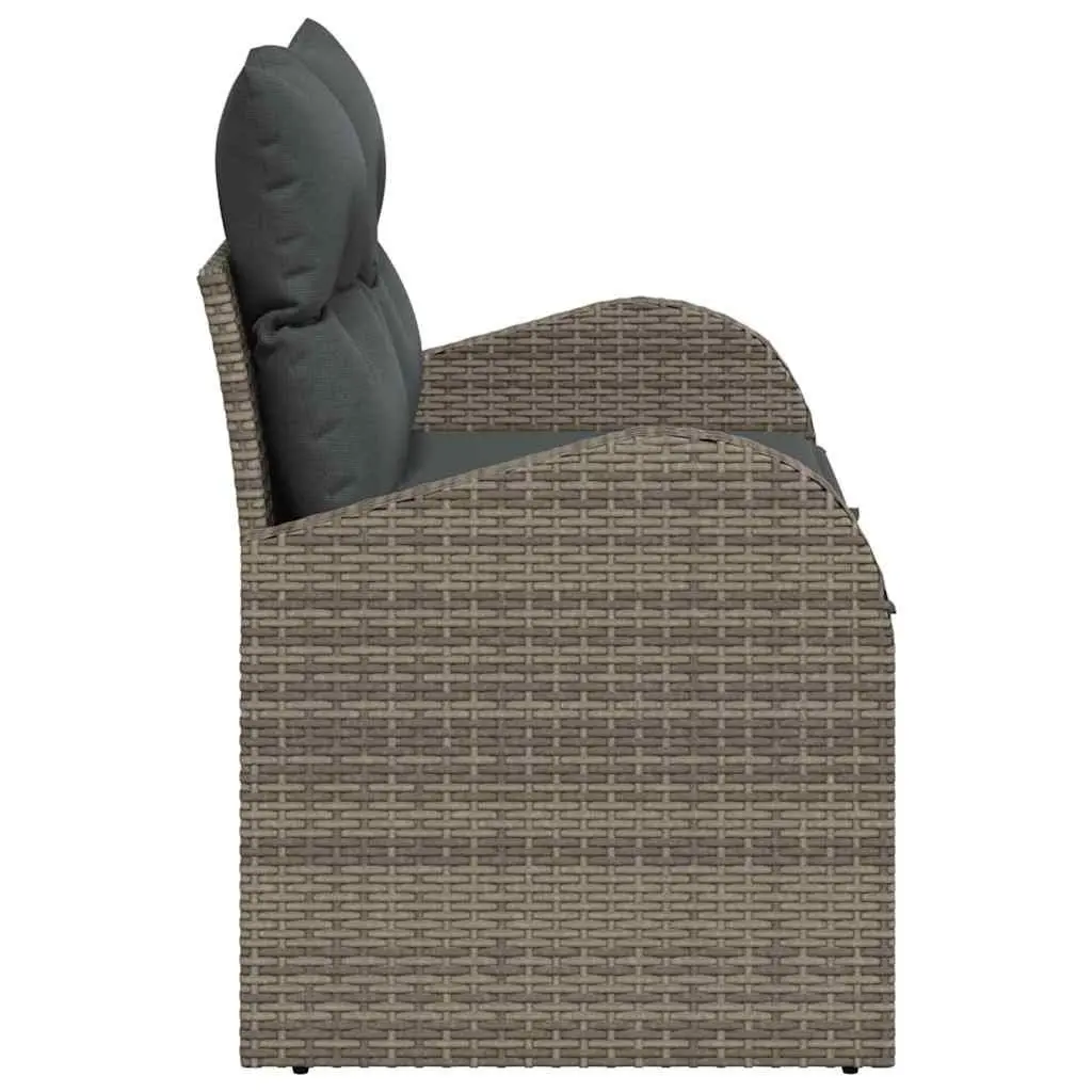 Garden Sofa Poly Rattan 124cm L x 62cm W x 69cm H Grey