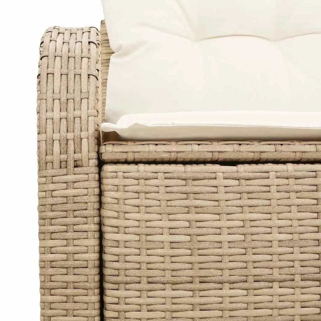 Beige Poly Rattan Garden Sofa with Steel Frame