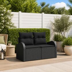 Modern Outdoor Black Poly Rattan Garden Sofa