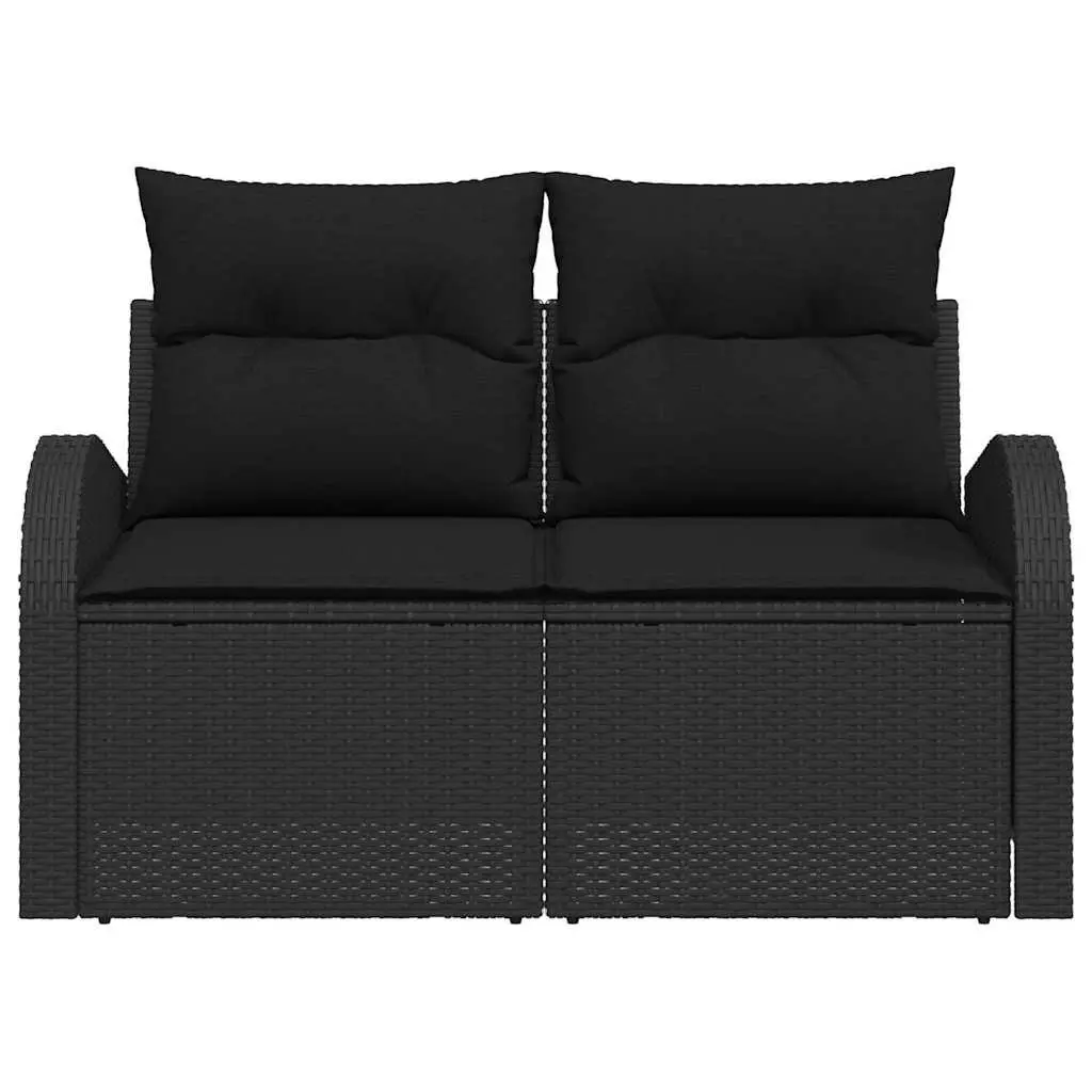 Outdoor Black Poly Rattan Garden Sofa