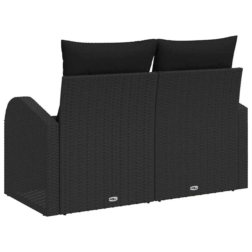 Outdoor Black Poly Rattan Garden Sofa