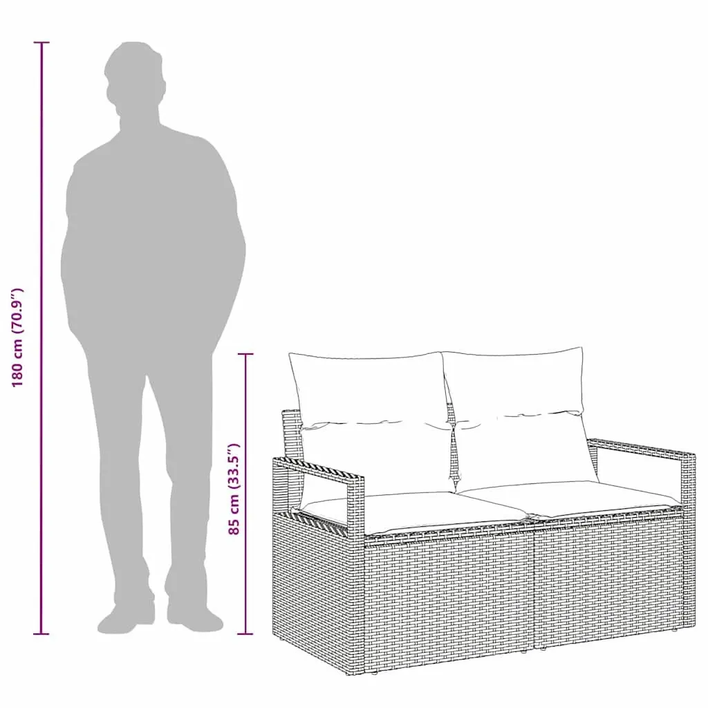 Garden Sofa Poly Rattan Grey 120x62x69cm
