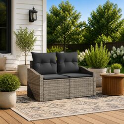 Premium Outdoor Modular Sofa in Grey Poly Rattan