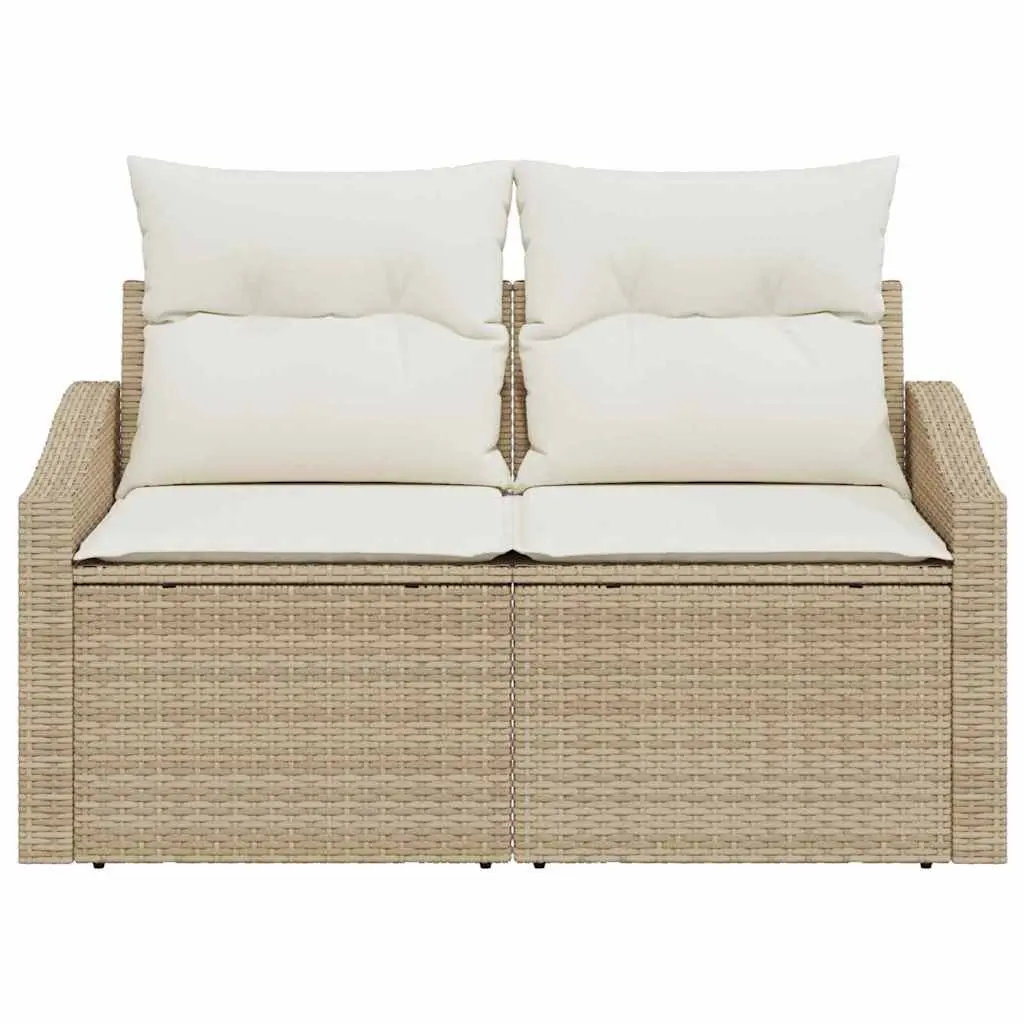 Outdoor Garden Sofa Modular Poly Rattan Beige Patio Seating 123x62x69cm