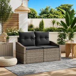 Grey Modular Poly Rattan Garden Sofa for Outdoor Spaces