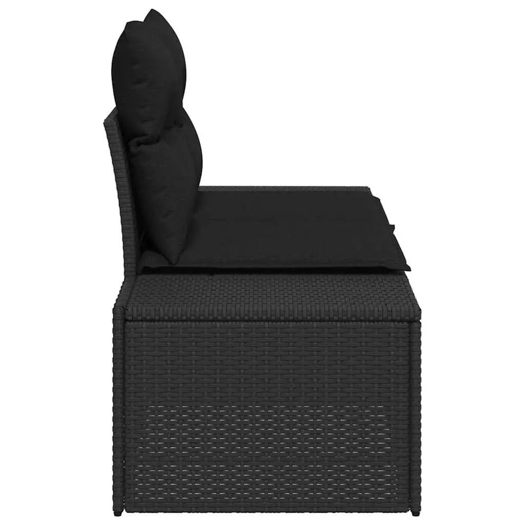 Garden Sofa Poly Rattan Black Steel Frame Outdoor Lounge Chair