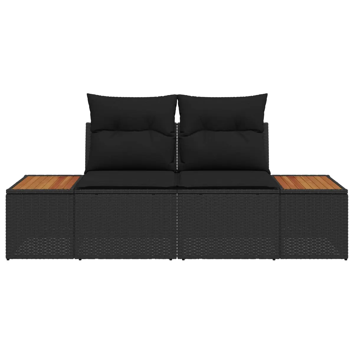 Outdoor Garden Sofa Poly Rattan 2-Seater Black