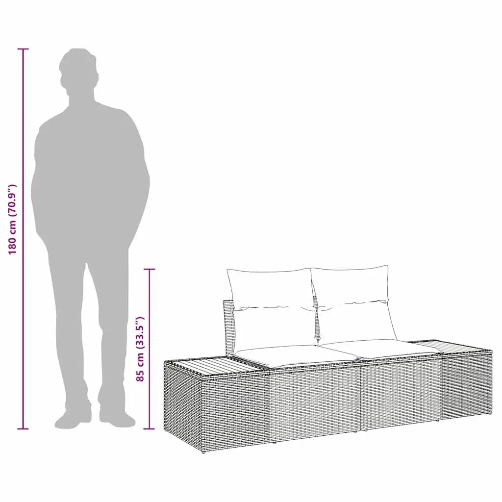 Black Poly Rattan 2-Seater Outdoor Garden Sofa