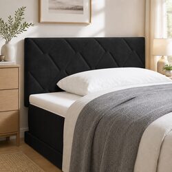 Adjustable Black Velvet Headboard 100 cm for Modern Bedrooms