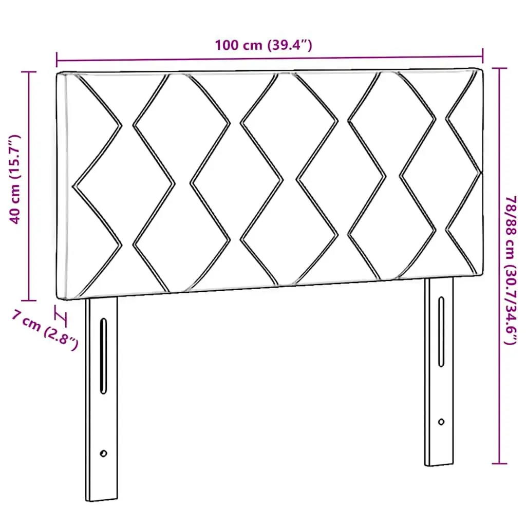 Headboard Velvet Black 100 cm Upholstered Adjustable Modern Bedroom Furniture