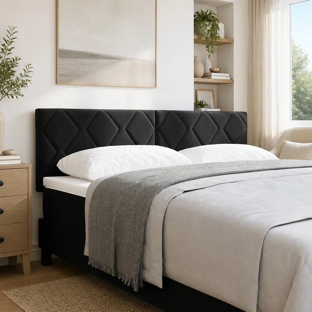Black Velvet Headboard 144 cm with Adjustable Height