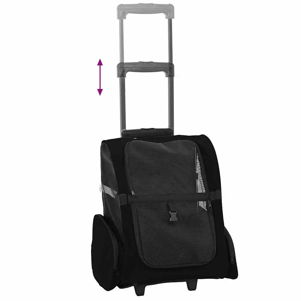 3-in-1 Pet Trolley Carrier Backpack Black 48x32cm