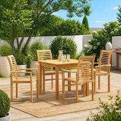 Dining Chair Set 4 pcs Brown Solid Teak Wood Kitchen Garden Outdoor Furniture