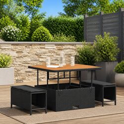Stylish Outdoor Dining Set with Black Poly Rattan