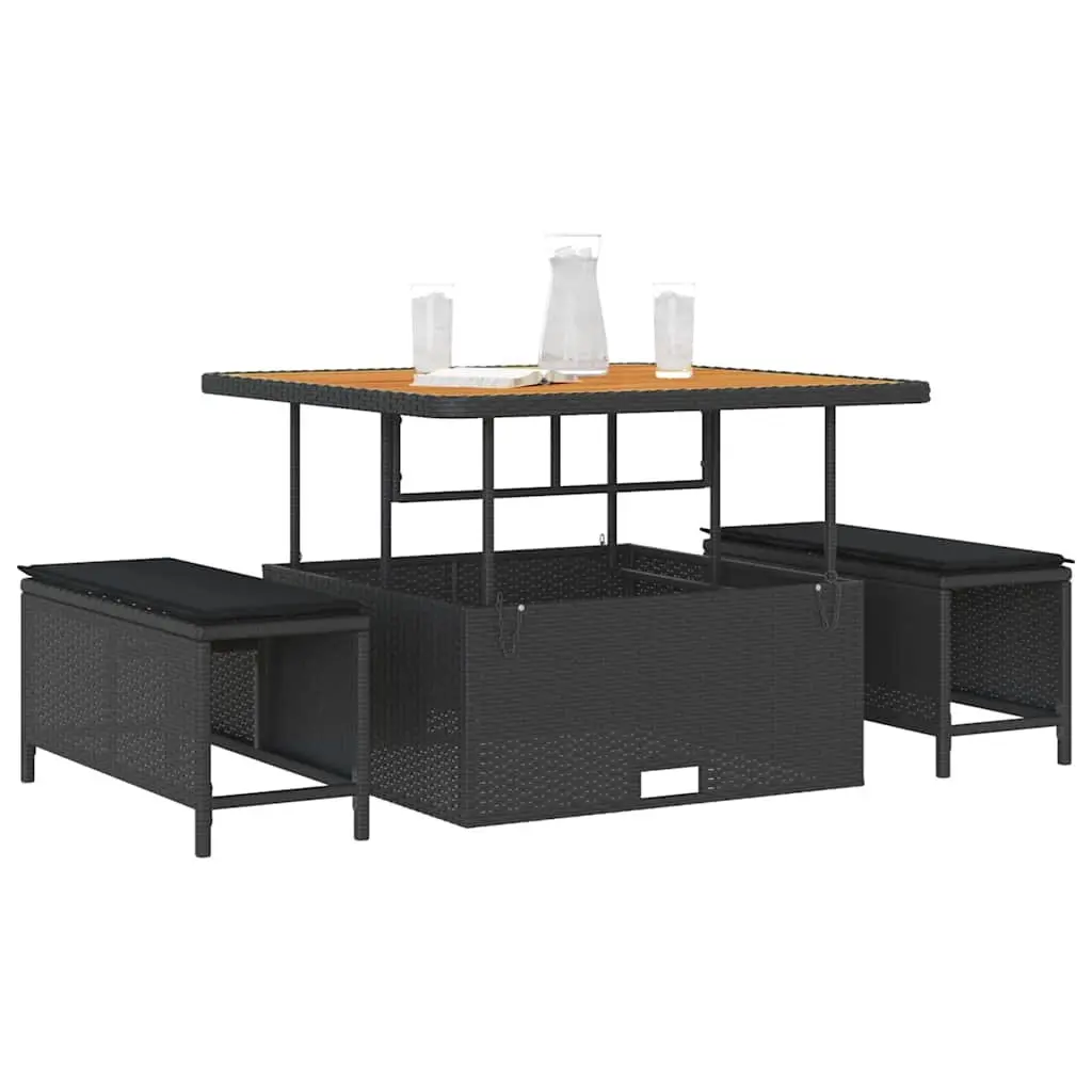 Outdoor Dining Set with Black Poly Rattan