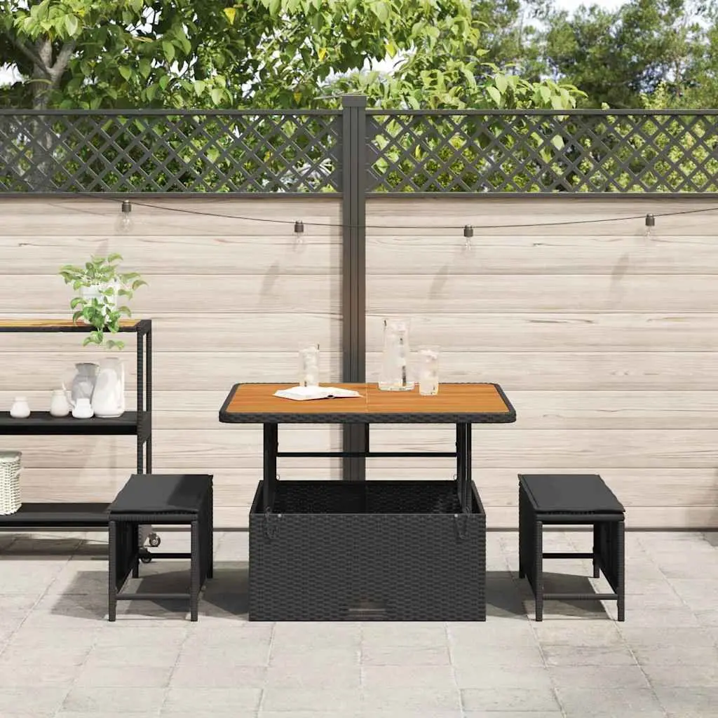 Outdoor Dining Set with Black Poly Rattan